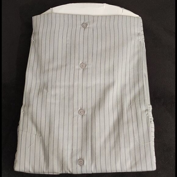 MEN'S DOMANI. GRAY AND CHARCOAL STRIPE DRESS SHIRT - Picture 2 of 4